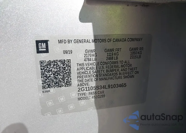 2G1105S34L9103465: 43442139