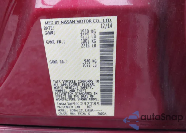 1N4AL3AP9FC237785: 43441161