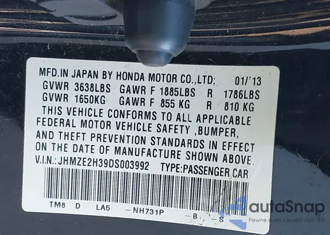 JHMZE2H39DS003992: 43441165