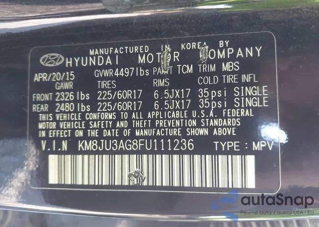 KM8JU3AG8FU111236: 43441203