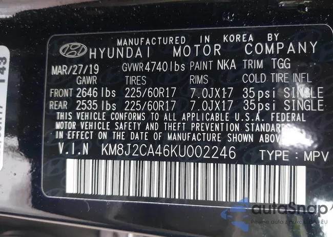 KM8J2CA46KU002246: 43441252