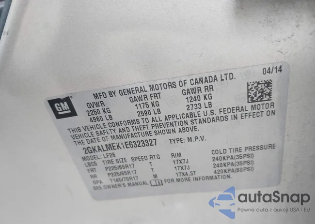 2GKALMEK1E6323327: 43441323