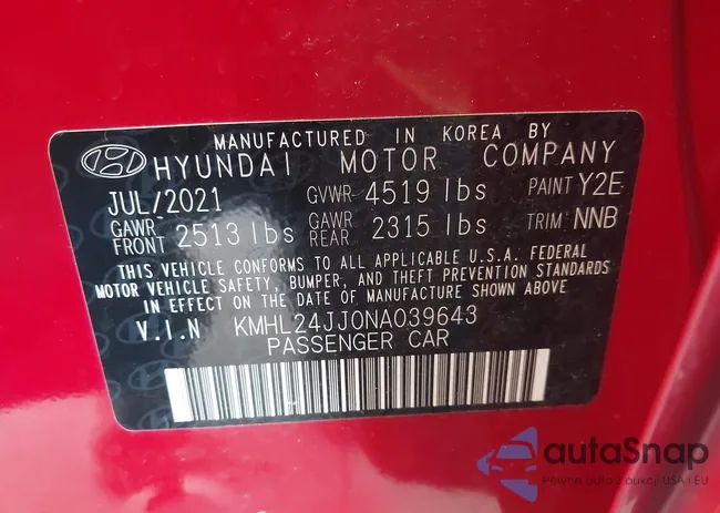 KMHL24JJ0NA039643: 43441349