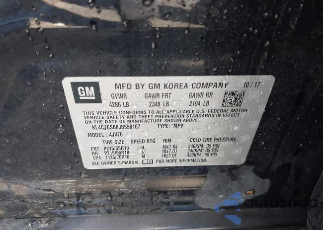 KL4CJCSB8JB558107: 43441433