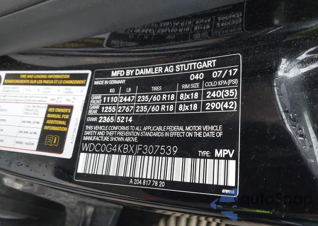 WDC0G4KBXJF307539: 43441504