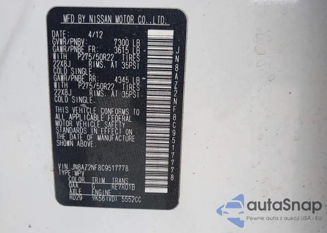 JN8AZ2NF8C9517778: 43442704