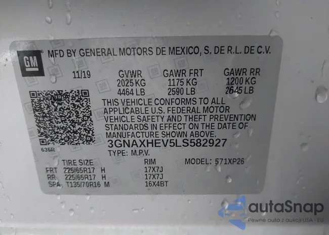 3GNAXHEV5LS582927: 43442736