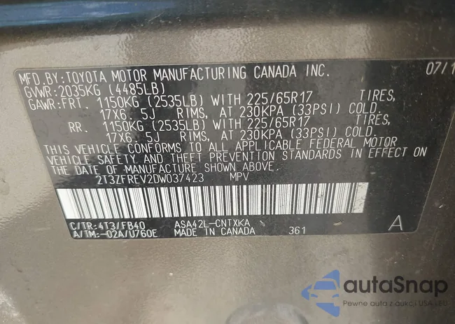 2T3ZFREV2DW037423: 43442760