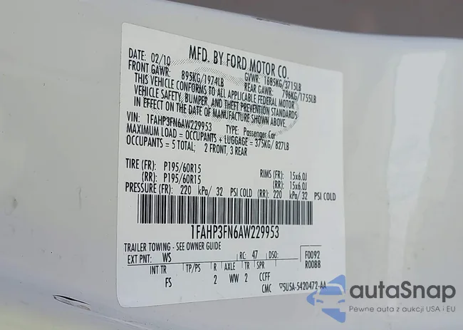 1FAHP3FN6AW229953: 43442782