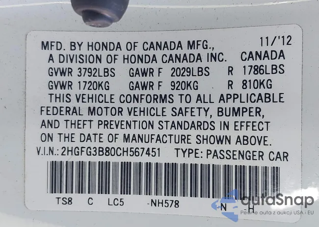 2HGFG3B80CH567451: 43442794