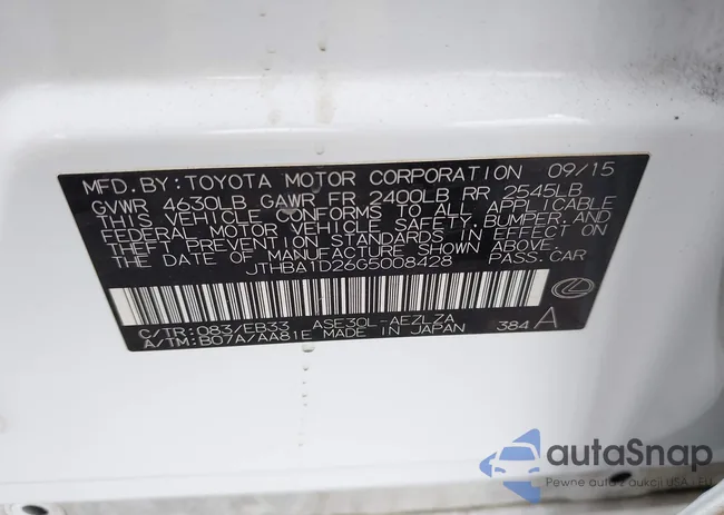 JTHBA1D26G5008428: 43442811