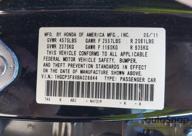 1HGCP3F86BA028844: 43442824