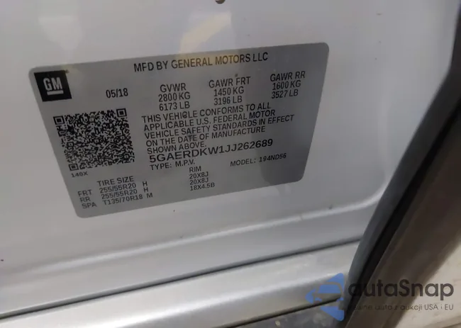 5GAERDKW1JJ262689: 43442837