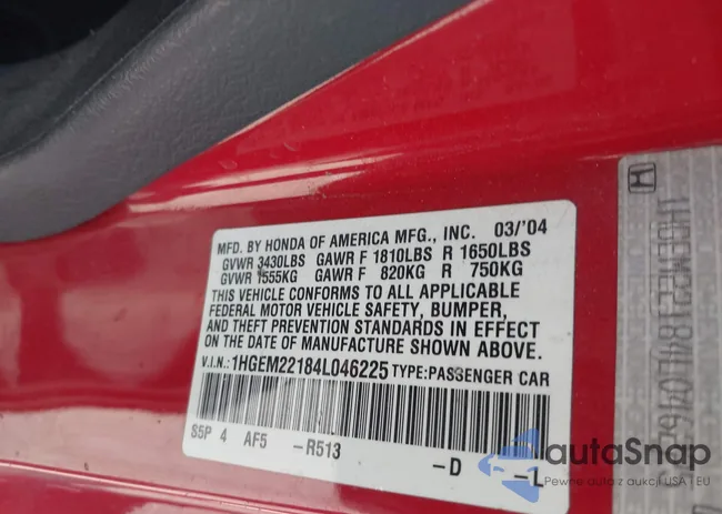 1HGEM22184L046225: 43442852