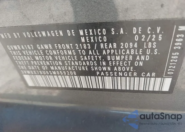 3VWBX7BU6SM059208: 43442912