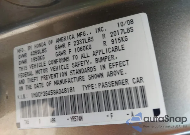 1HGCP26459A048181: 43442957