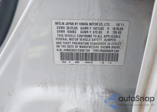 JHMGE8G31CS001728: 43443083