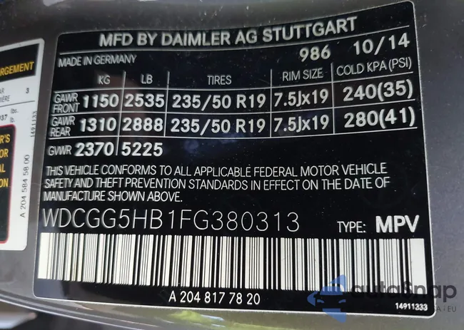 WDCGG5HB1FG380313: 43442242