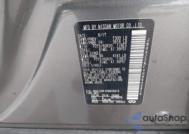 JN8AZ2NF4H9645815: 43442283