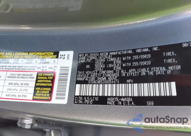 5TDACAB52SS054474: 43442299