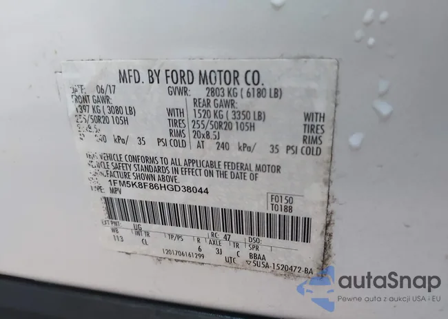 1FM5K8F86HGD38044: 43442307