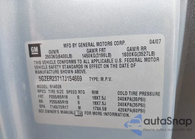 5GZER23717J154669: 43442338