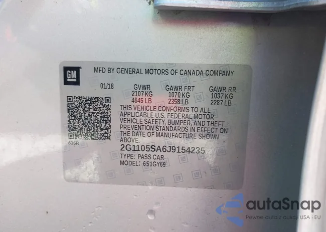 2G1105SA6J9154235: 43442358