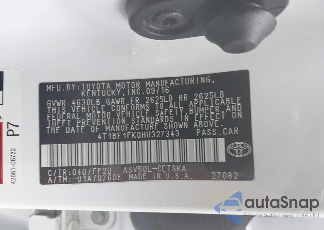 4T1BF1FK0HU327343: 43442472