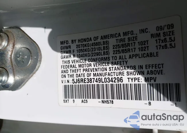 5J6RE38749L034296: 43442496