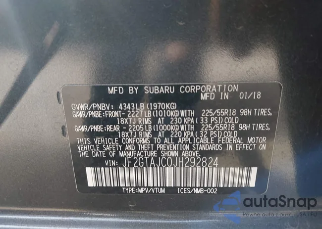 JF2GTAJC0JH292824: 43442507