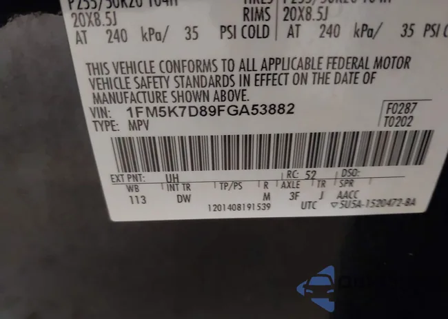 1FM5K7D89FGA53882: 43442554