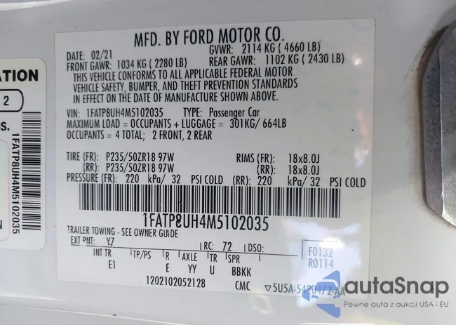 1FATP8UH4M5102035: 43443549