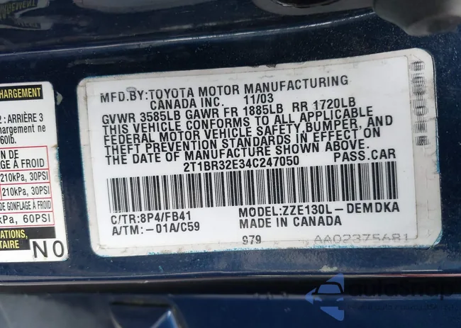 2T1BR32E34C247050: 43443619