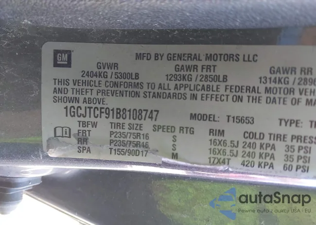 1GCJTCF91B8108747: 43443643
