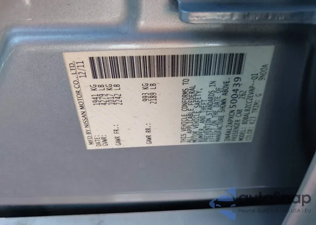 1N4AL2APXCN500439: 43443689