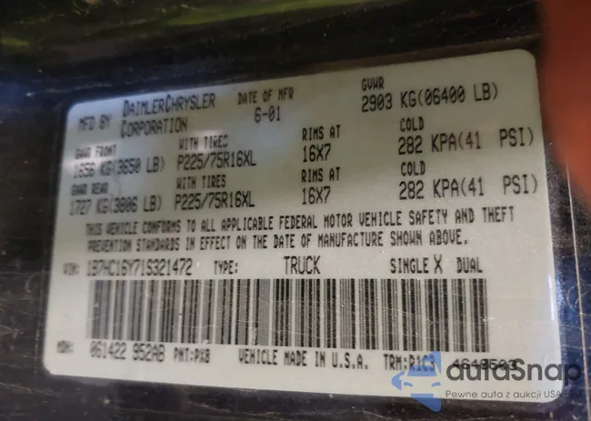 1B7HC16Y71S321472: 43443692