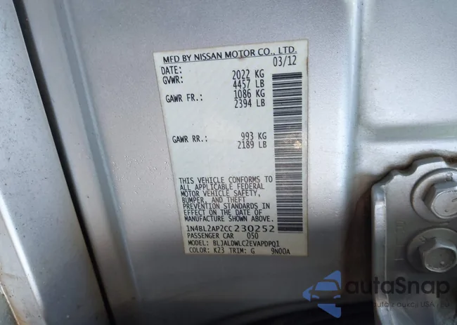 1N4BL2AP2CC230252: 43443711