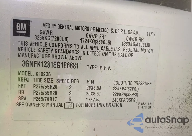 3GNFK12318G186681: 43443772