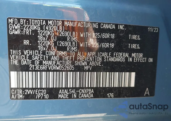 2T3E6RFV0RW052605: 43443885