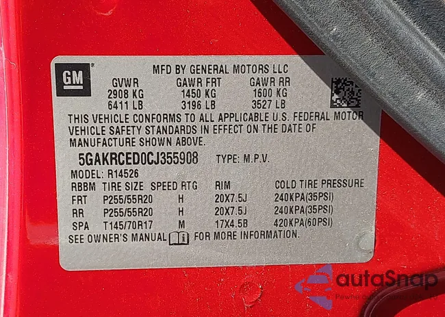 5GAKRCED0CJ355908: 43443973