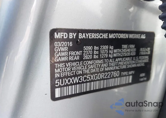 5UXXW3C5XG0R22760: 43443983