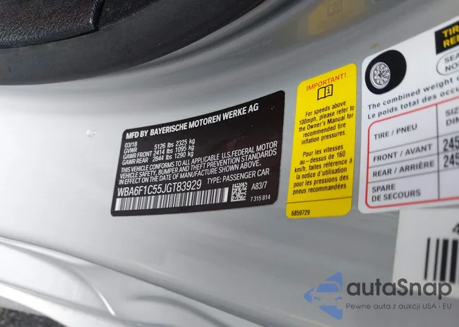 WBA6F1C55JGT83929: 43444143