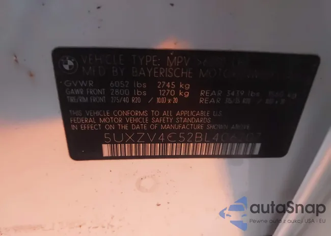 5UXZV4C52BL406207: 43443409