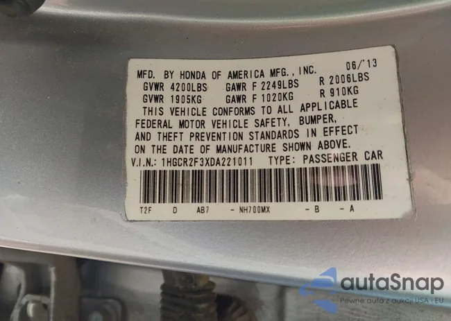 1HGCR2F3XDA221011: 43443420