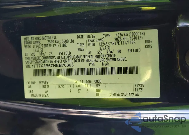 1FT7X2B67HEB70863: 43443442