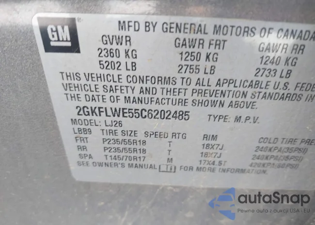 2GKFLWE55C6202485: 43443476