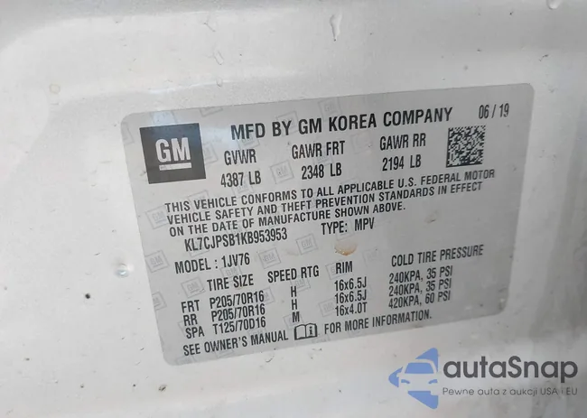 KL7CJPSB1KB953953: 43443511