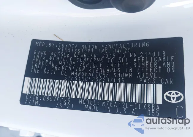 5YFS4MCE8SP237016: 43443525