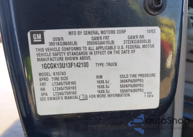 1GCGK13U13F142100: 43444551