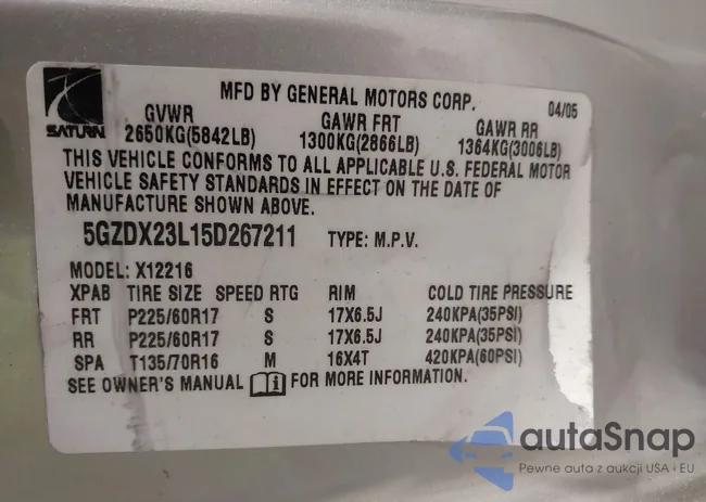 5GZDX23L15D267211: 43444702